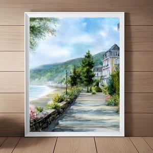 Mers-les-Bains Watercolor Art Print: French Coastal Travel Poster (Digital Download)