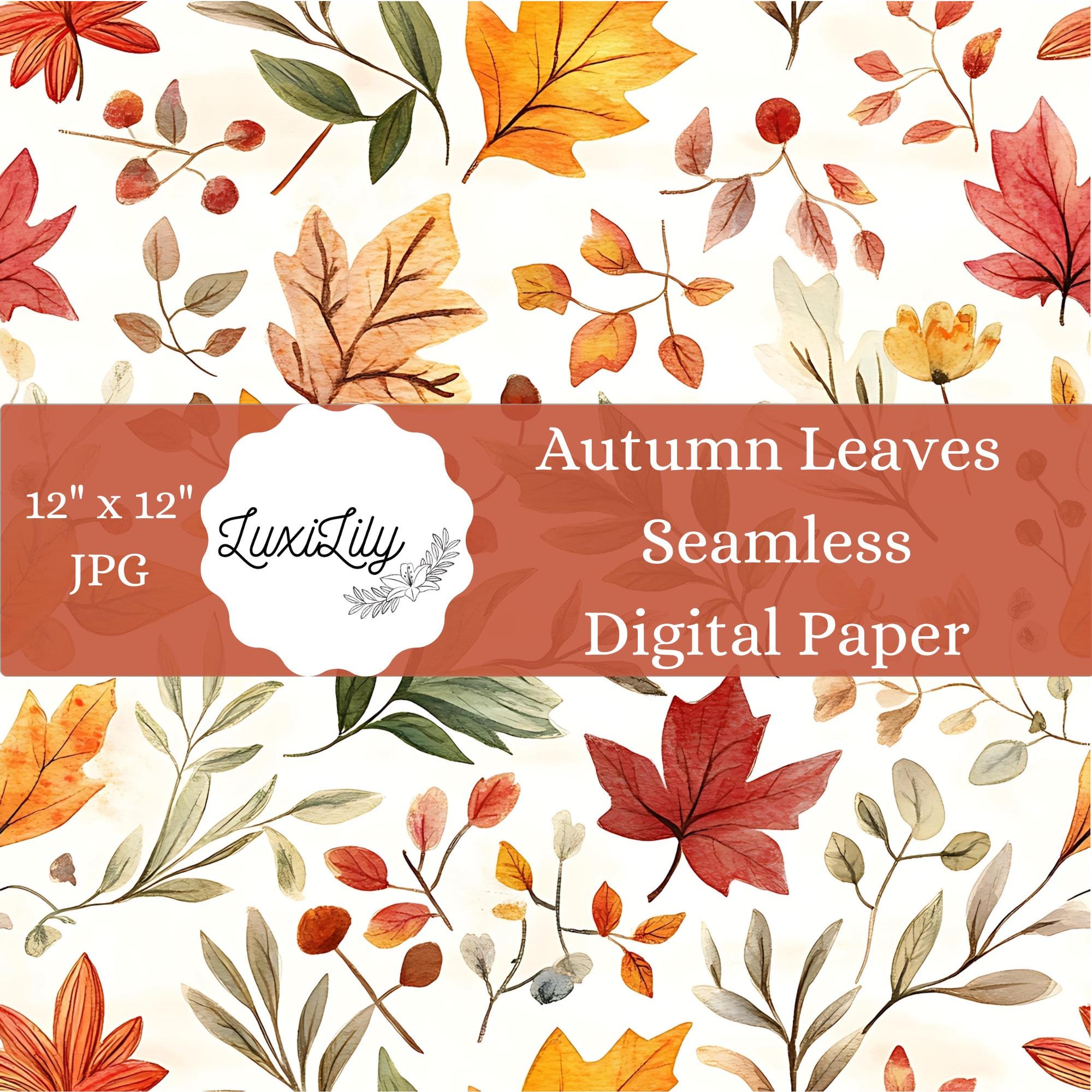Papel digital de hojas de otoño: Patrón sin costuras de Acción de Gracias  (Descarga digital), image size:2000x2000
