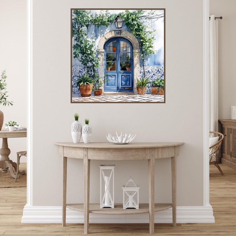 Vintage Lisbon Blue Door Art, Portuguese Door Wall Art Print, Portugal Art, Europe Travel Art, European Wall Decor, Travel Gift Downloadable