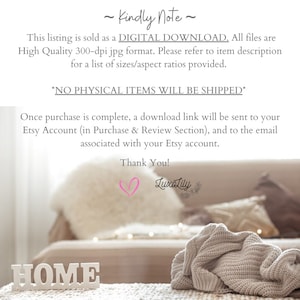 Pu&ograve; includere: Un download digitale per un cartello stampabile "HOME". Il cartello &egrave; bianco e si trova su una superficie bianca con una coperta soffice sullo sfondo. Il testo "~ Kindly Note ~" &egrave; nella parte superiore dell'immagine. Il testo "*NO PHYSICAL ITEMS WILL BE SHIPPED*" &egrave; al centro dell'immagine. Il testo "LuxiLily" &egrave; nella parte inferiore dell'immagine.