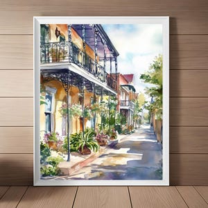 Bourbon Street Watercolor Painting: New Orleans French Quarter Art (Digital Download)