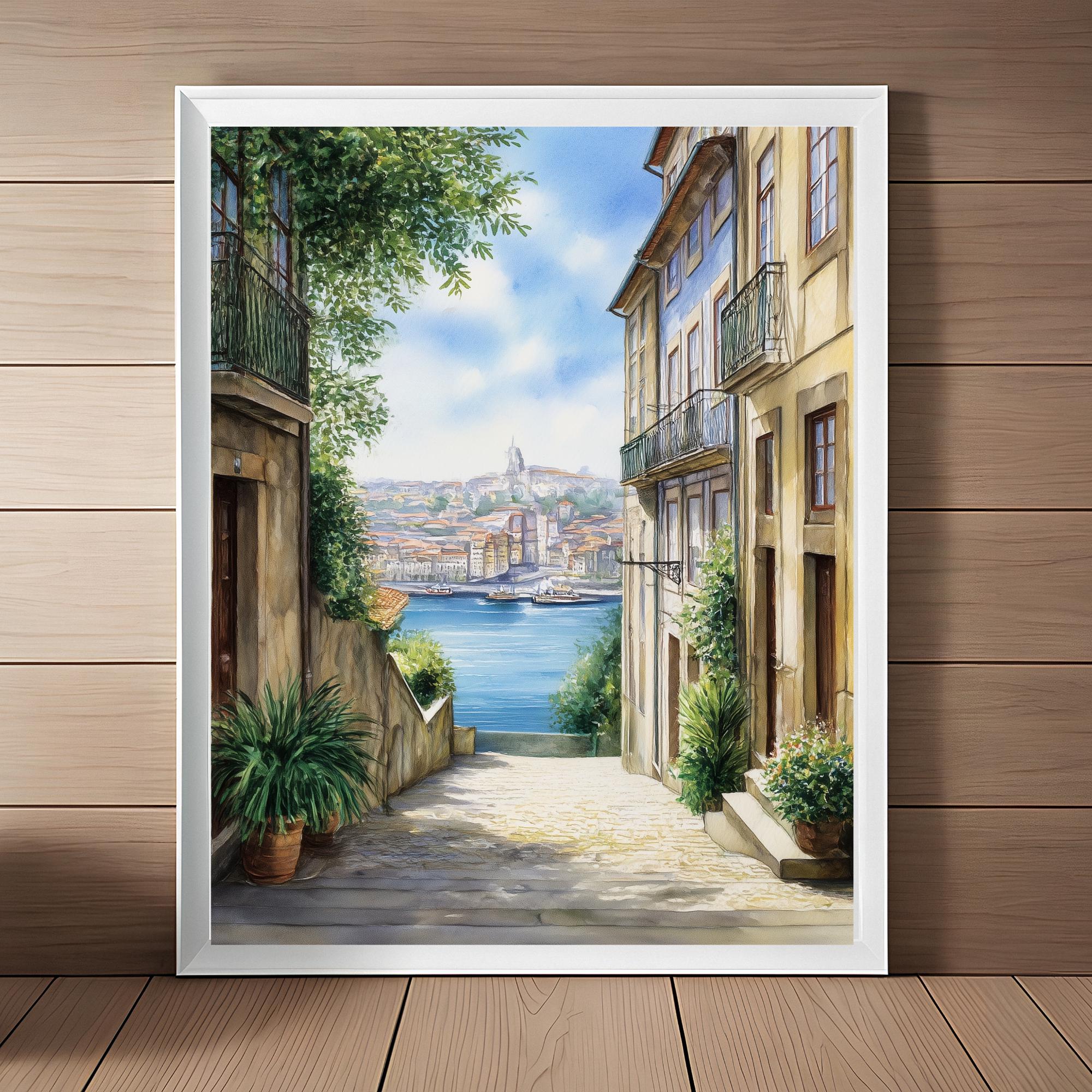 キャプロン、ブルーの屋根の家、希少画集画、版上サイン入 額付 屋根瓦の水彩画 - Etsy 日本