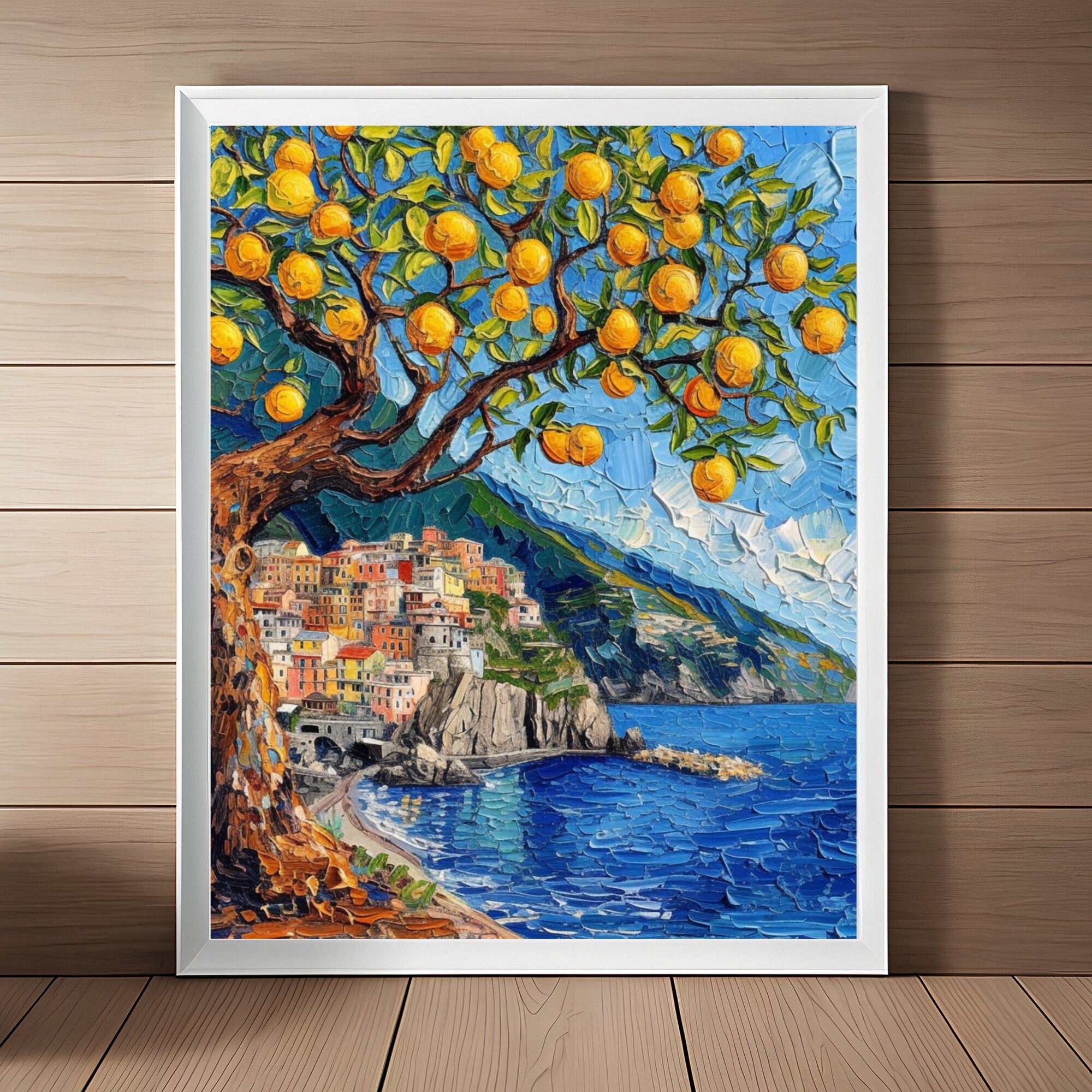 Van Gogh Style Amalfi Coast Lemon Tree Print: Italian Riviera Art