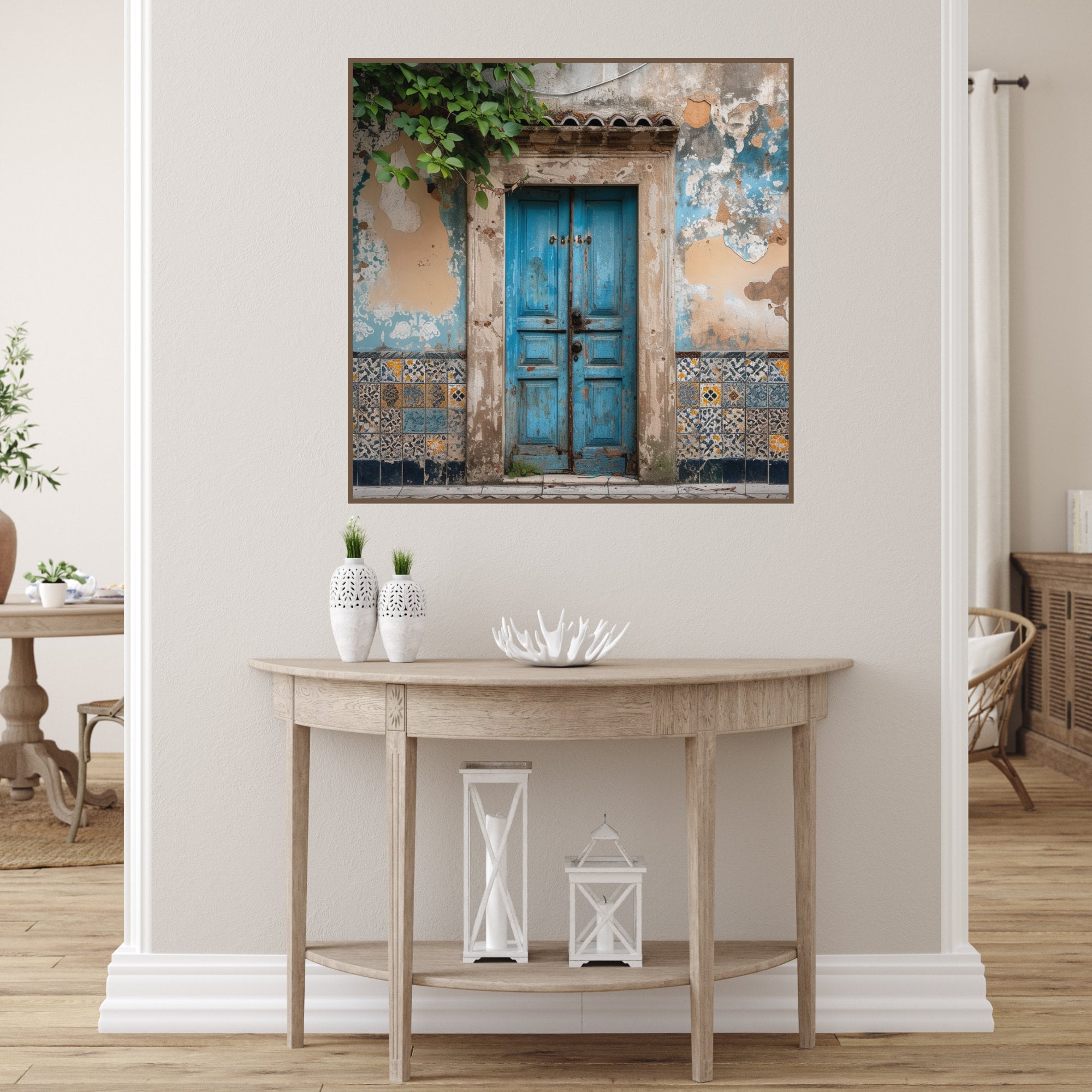 Italian Blue Door Print Rustic Door Wall Art Print Vintage European Art