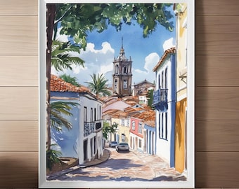 サルバドール・デ・バイーアの水彩画アートプリント：ブラジル旅行