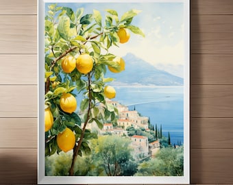 Lámina de limonero de la Costa Amalfitana: Arte mural para cocina italiana (descarga digital)