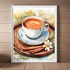 Cafecito Mexicaanse aquarel print, Cafe de Olla, Mexico reiscadeau, koffie muurkunst, koffie liefhebbers cadeau, koffiekopje keuken muurkunst