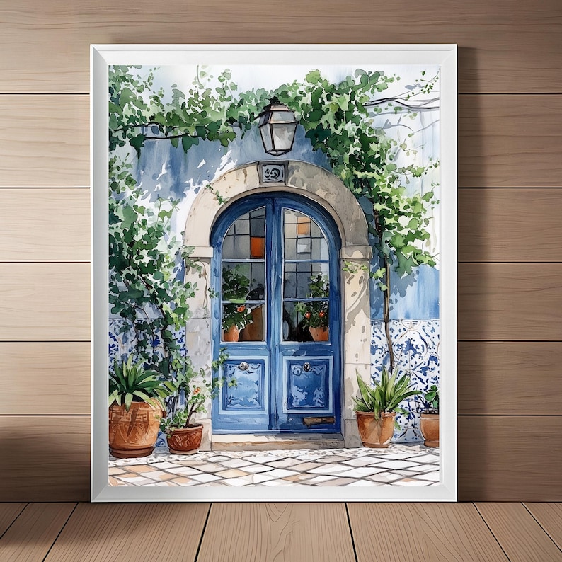 Vintage Lisbon Blue Door Art, Portuguese Door Wall Art Print, Portugal Art, Europe Travel Art, European Wall Decor, Travel Gift Downloadable