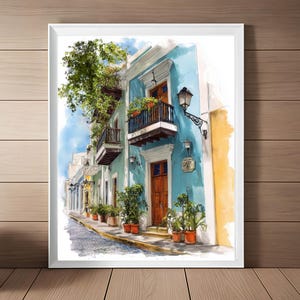 Old San Juan Print: Vintage Puerto Rico Colonial Streetscape (Digital Download