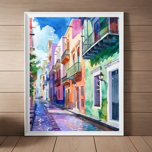 Old San Juan Print: Colonial Puerto Rico Streetscape (Digital Download