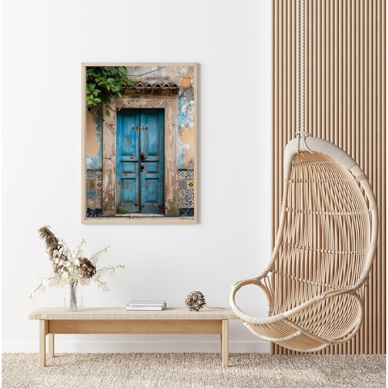 Italian Blue Door Print Rustic Door Wall Art Print Vintage European Art