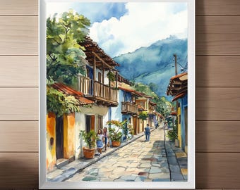 Cobán Guatemala Watercolor Art Print: Latin America Travel Poster (Digital Download)