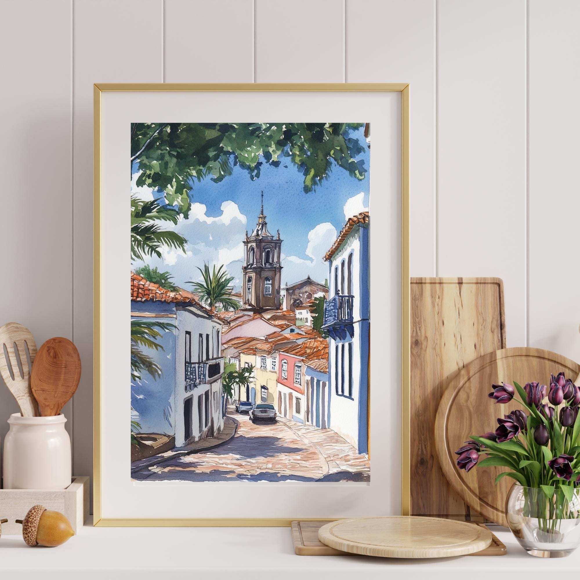 サルバドール・デ・バイーアの水彩画アートプリント：ブラジル旅行