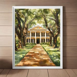 Oak Alley Plantation Art: Louisiana Watercolor Print (Digital Download)