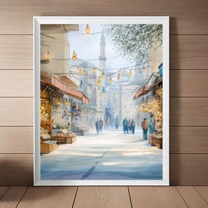 Istanbul Art, Street Market Print, Turkish Wall Art, Turkey Watercolor Painting, Türkiye Travel Poster, Travel Gift