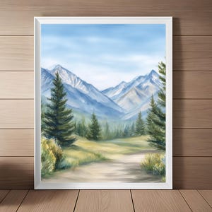 Denver Watercolor Painting, Colorado Artwork, Mountains Landscape Print, Scenic Nature, Travel Poster, Colorado Wall Art, USA Art Printable