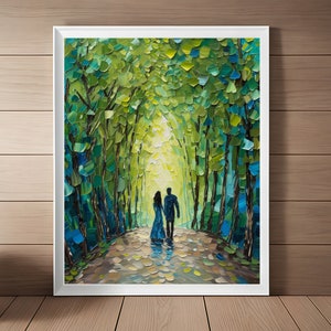 Van Gogh Inspired Together Forever, Couples Wall Art Print, Love Romantic Oil Painting, Anniversary Art Valentines Gift for Her Wedding Gift