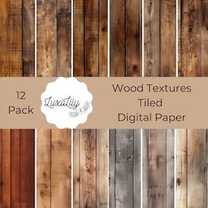Papel digital con texturas de madera sin costuras, papel digital de madera rústica, papel para álbumes de recortes imprimible, fondos de tablones de madera, papeles para álbumes de recortes