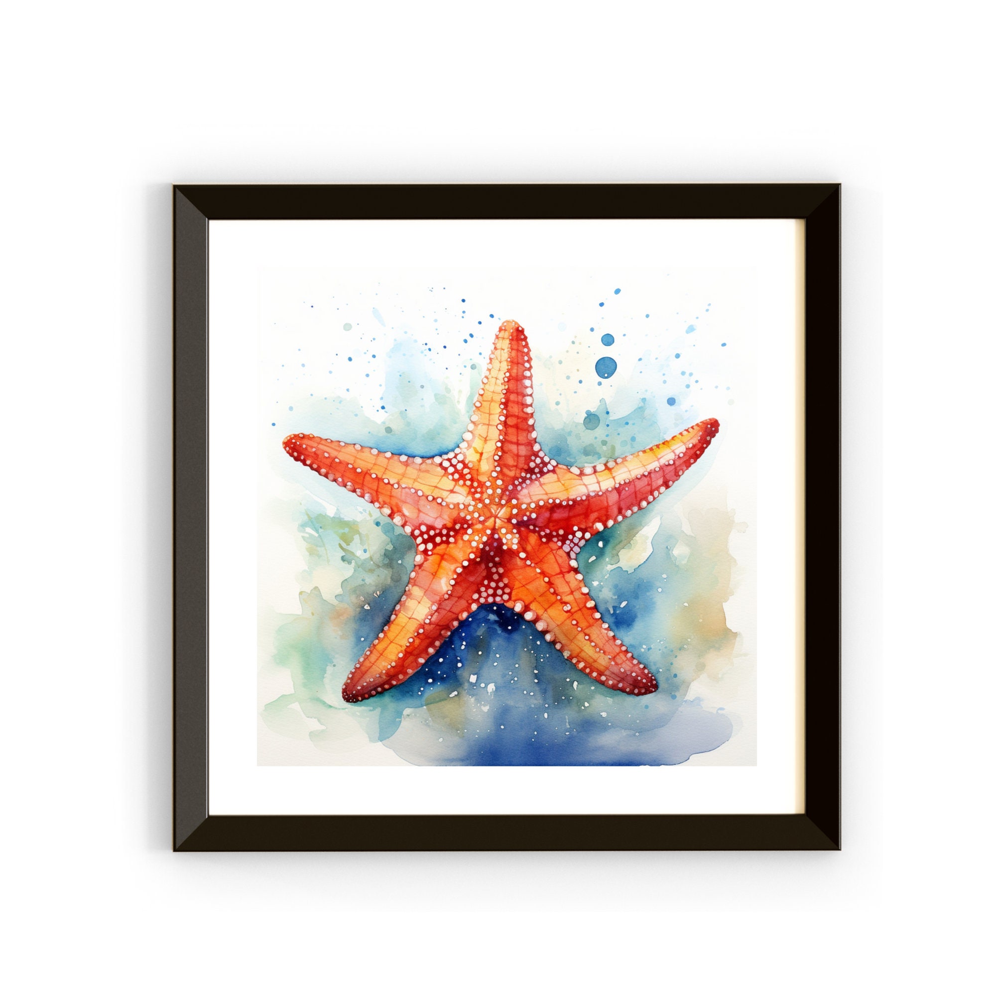 Art Print, druckbare Seestern Strand Haus Seesterne, Seesterne Malerei, Orange Seesterne, Aquarell Seesterne Wandkunst, Küsten Wanddekor