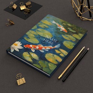Personalized Koi Fish Journal | Custom Hardcover Notebook, Nature Lover Gift, Gift for Writers & Artists