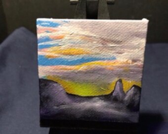 Miniature Oil on Canvas - 3X3 with easel