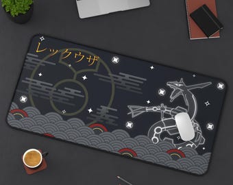 Shiny Rayquaza Pkm - MousePad, Desk Mat, XXL Extended Mousepad, Giant Mouse Pad, Large Gamer Pad, Gift for PKM and Anime Fans, TCG Playmat