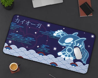 Kyogre-watertype: muismat, bureaumat, XXL verlengde muismat, gigantische grote gamerpad, cadeau voor pkm- en animefans, TCG-speelmat