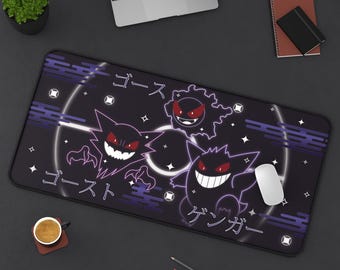 Ghost MousePad, Desk Mat, XXL Extended Mousepad, Giant Mouse Pad, Large Gamer Pad, Gift for PKM and Anime Fans, TCG Playmat Gengar Evolution