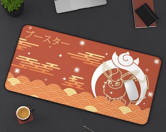 Flareon Firetype - muismat, bureaumat, XXL uitgebreide muismat, gigantische muismat, grote gamermat, cadeau voor pkm- en animefans, TCG-speelmat