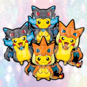 Dragon Dress Up Glossy Vinyl Sticker Laptop, Planners, Journaling, Hydroflask, Yeti, Water bottle Sticker Pikachu Mega Charizard X Y