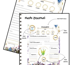 Printable Herb Journal | Grimoire Worksheet (Digital Download)