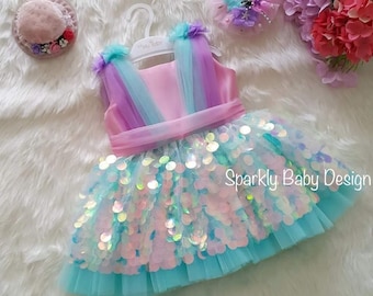 Handmade Sequin Mermaid Dress: Ariel Inspired Costume + Hair Accessory