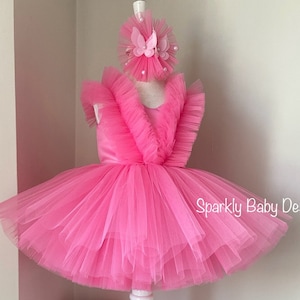 Baby Butterfly Dress, Pink First Birthday Tulle Dress, Butterfly /Birthday Dress, Princess Tutu, Photoshoot Outfit