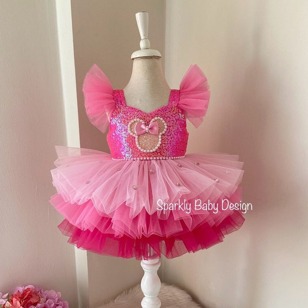 Minnie mouse costume. Baby girl minnie mouse costume. Brithday minnie mouse dress. Pink minnie mouse dress. 1st Birthday dress