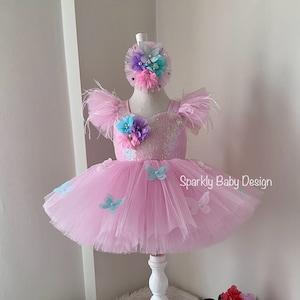 Baby Butterfly Dress, Birthday Party Tulle Dress For Baby Girls, Baby Tulle Dress With Butterflies, Baby Girl Wedding Dress