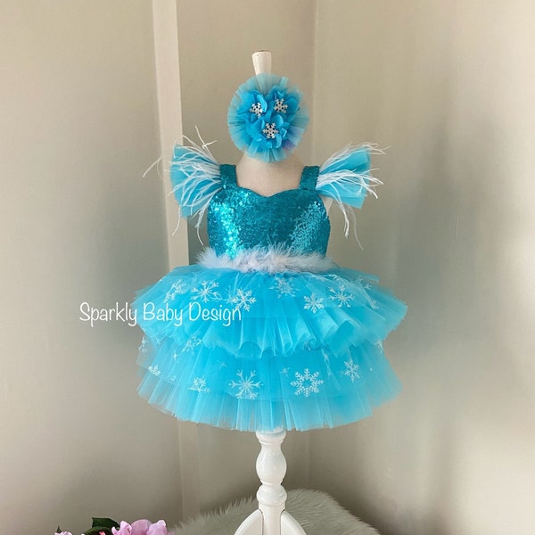 Elsa Tutu Dress/Custume for litte girl/Birthday Outfit/Elsa Costume/Blue Tutu Dress for girl/birthday tutu for babies/ birthday's tutu dress