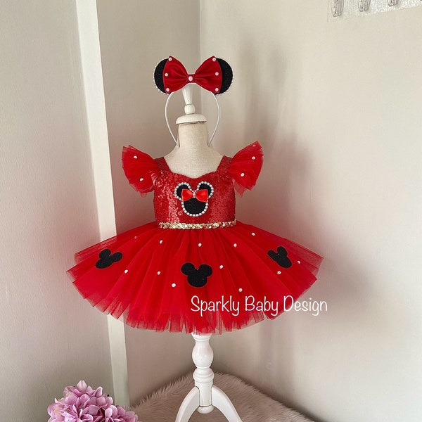 Minnie mouse costume. Baby girl minnie mouse costume. Birthday minnie mouse dress. Red minnie mouse dress. 1st Birthday dress
