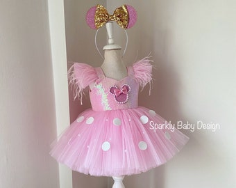 Minnie mouse costume. Baby girl minnie mouse costume. Brithday minnie mouse dress. Pink minnie mouse dress. 1st Birthday dress