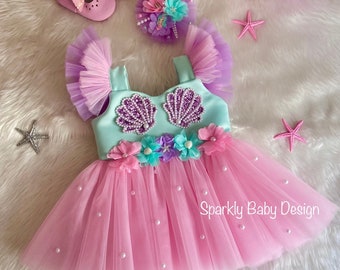 Handmade Mermaid Dress: Ariel Inspired Costume with Hair Accessory