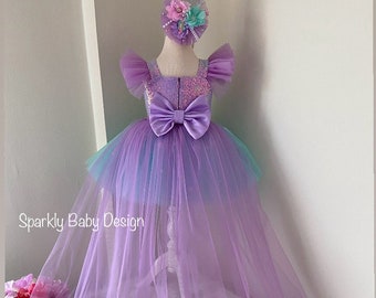 Handmade Mermaid Dress: Sequin Bodice, Removable Tail, Matching Hair Accessory