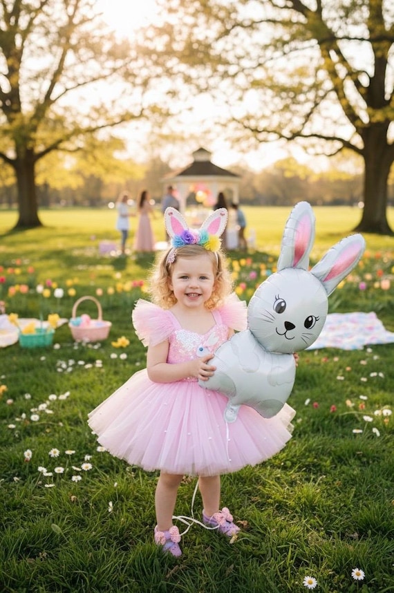 bunny birthday dress Yellow Bunny Puffy Baby Girl Dresses And Bunny Hair Band  Mydiara