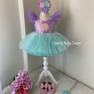 Mermaid Tutu Birthday Dress for Toddler Girl – Under the Sea Party Outfit – Smash Cake Baby Dress image 11