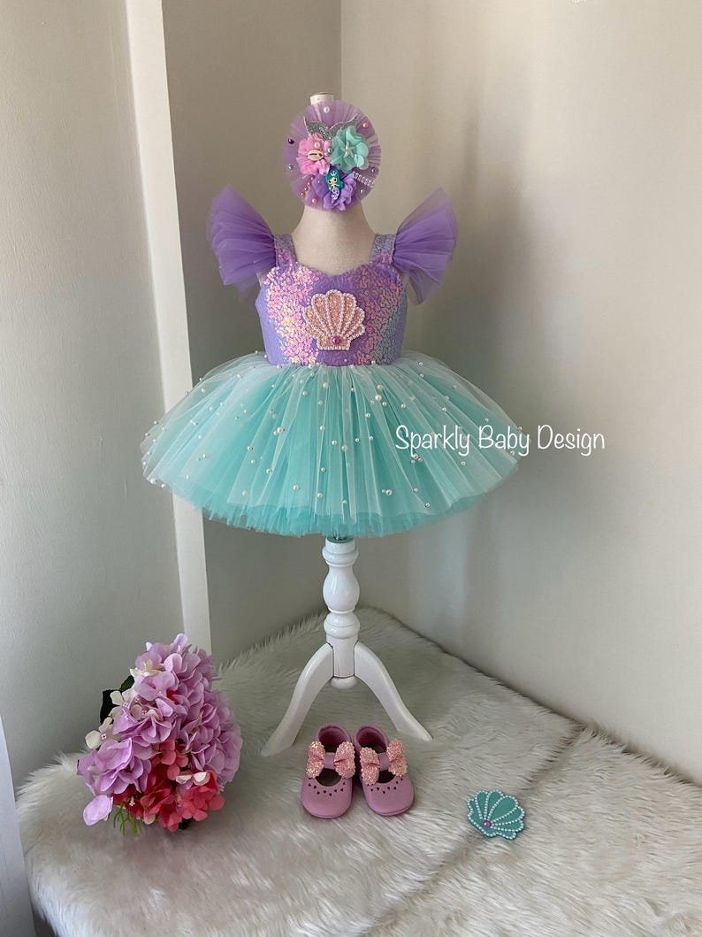 Mermaid Tutu Birthday Dress for Toddler Girl – Under the Sea Party Outfit – Smash Cake Baby Dress image 11