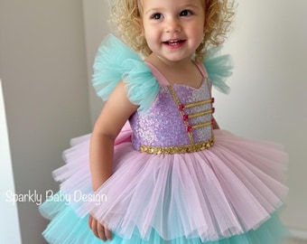 Handmade Pastel Circus Tutu Dress: Ringmaster Carnival Costume