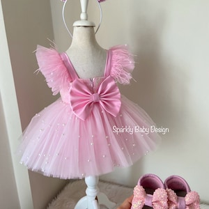 Pink Mouse Tutu Birthday Dress for Toddler Girl – First Birthday Smash Cake Outfit – Princess Party Dress image 11