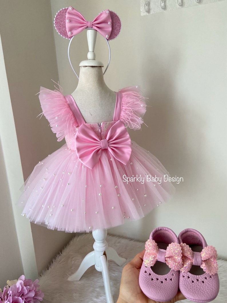 Pink Mouse Tutu Birthday Dress for Toddler Girl – First Birthday Smash Cake Outfit – Princess Party Dress image 11