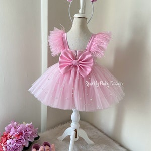Pink Mouse Tutu Birthday Dress for Toddler Girl – First Birthday Smash Cake Outfit – Princess Party Dress image 13