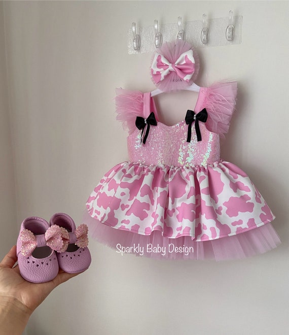 pink cow dress Pink Cow Milk Silk Flutter Dress  Great Lakes Kids Apparel LLC