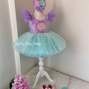 Mermaid Tutu Birthday Dress for Toddler Girl – Under the Sea Party Outfit – Smash Cake Baby Dress Model 2