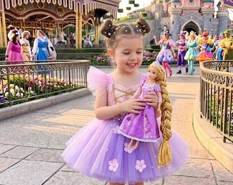 Rapunzel Dress for Toddler & Baby Girl – Handmade Princess Tutu Dress, Birthday Costume